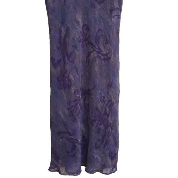 Vtg 80's Michael Blair Dress Short Sleeve Maxi Crinkle Tie-dye Plum Scroll Sz 14 - Picture 8 of 8